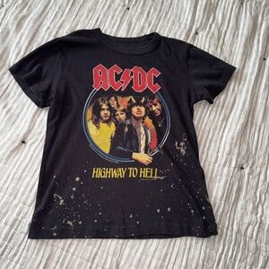 Chaser Dark Gray Tie Dye Accent AC/DC Band Crewneck Short Sleeve Tee Size 7